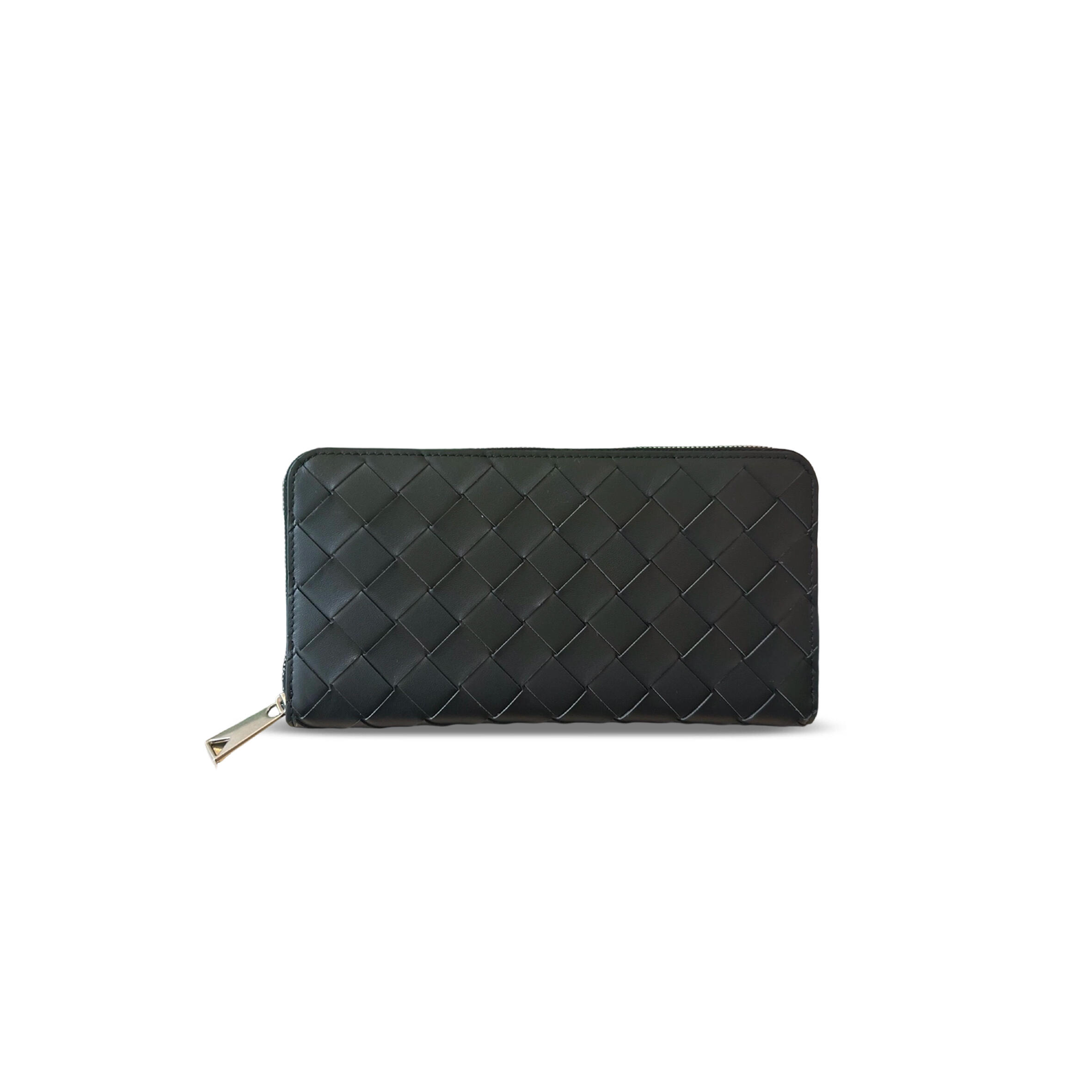 BOTTEGA VENETA INTRECCIATO ZIP-AROUND WALLET BLACK PAPAYA 593217 (19*10*2cm)